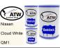 Preview: Nissan, Cloud White, QM1: 500ml Lackdose + 500ml Klarlack + 250ml Härter - Set, von ATW Autoteile West.